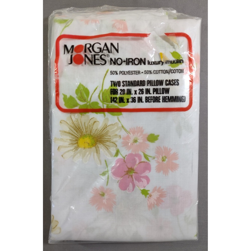 Vintage Morgan Jones Floral Pillowcases Set of 2 Standard Pink Yellow Daisy USA